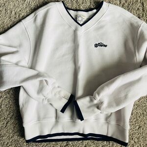 Aerie Women's White V-Neck Sweatshirt - Small